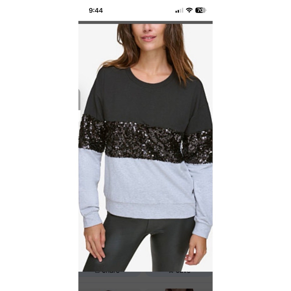 Andrew Marc Sport Women's Colors Block Sequins Crew Neck Sweatshirt NWT Size M